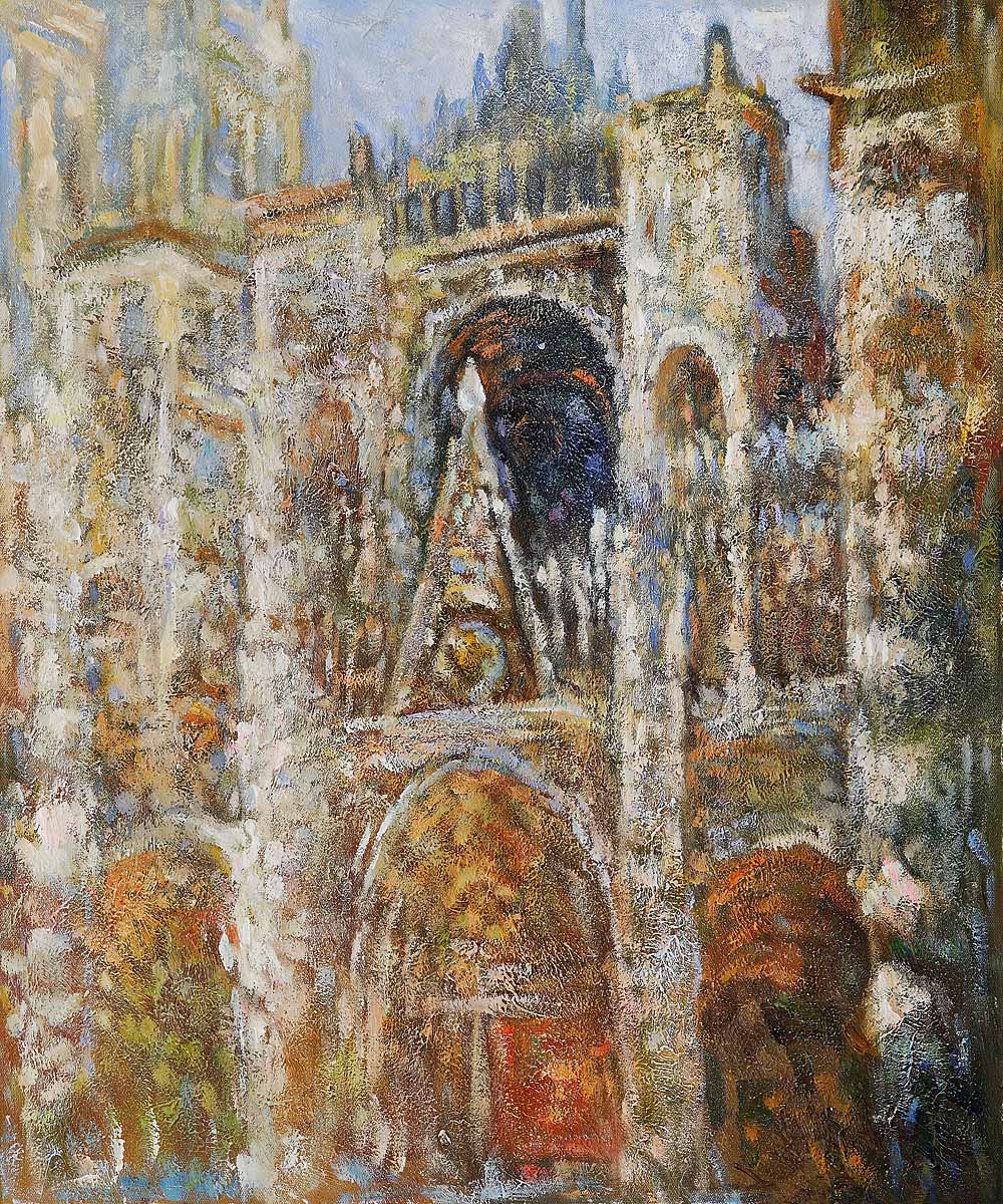 The Cathedral in Rouen,The Portal,Harmony in Blue by Claude Monet